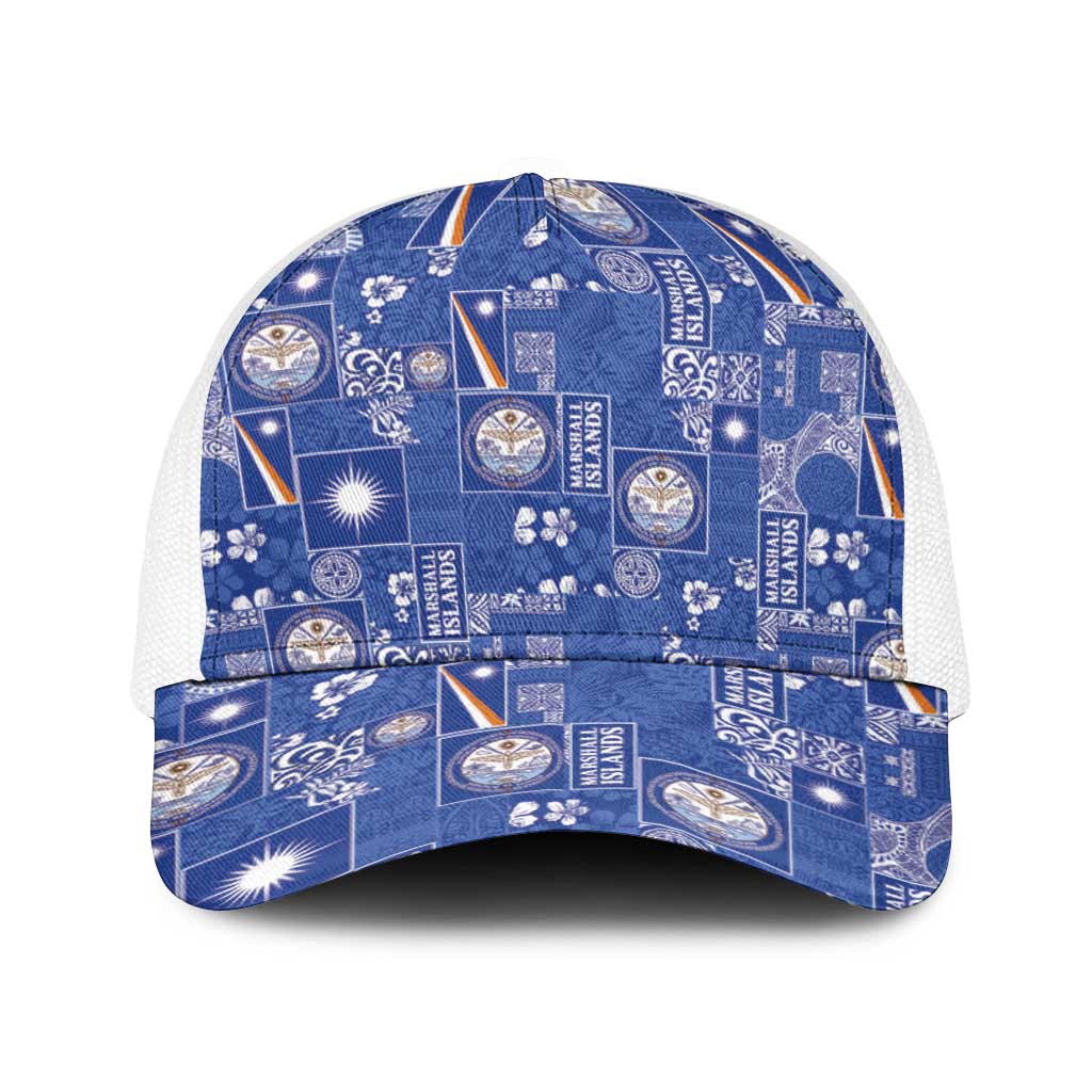 Marshall Islands Merry Christmas Baseball Net Cap Pacific Patchwork Xmas Vibes - Polynesian Pride