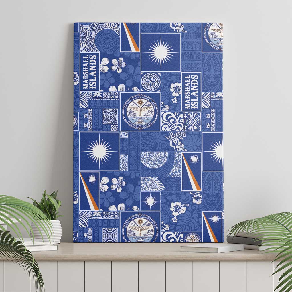 Marshall Islands Merry Christmas Canvas Wall Art Pacific Patchwork Xmas Vibes LT9 - Polynesian Pride
