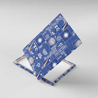 Marshall Islands Merry Christmas Canvas Wall Art Pacific Patchwork Xmas Vibes LT9 With Frame Blue - Polynesian Pride