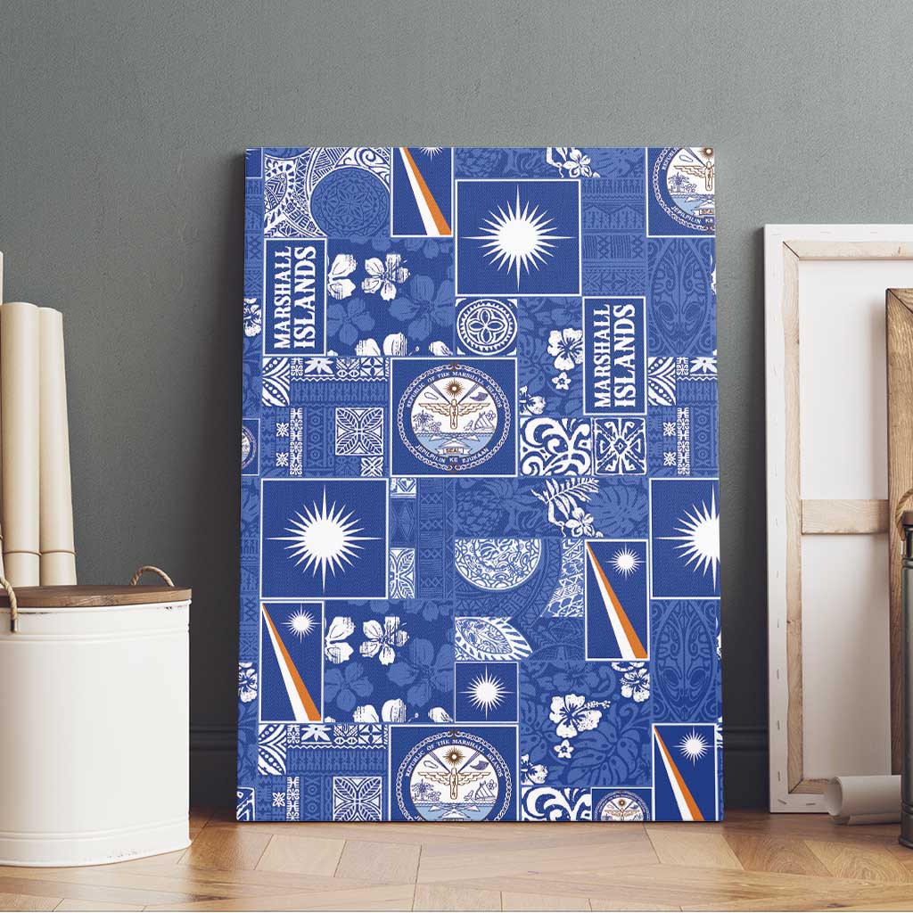 Marshall Islands Merry Christmas Canvas Wall Art Pacific Patchwork Xmas Vibes LT9 - Polynesian Pride