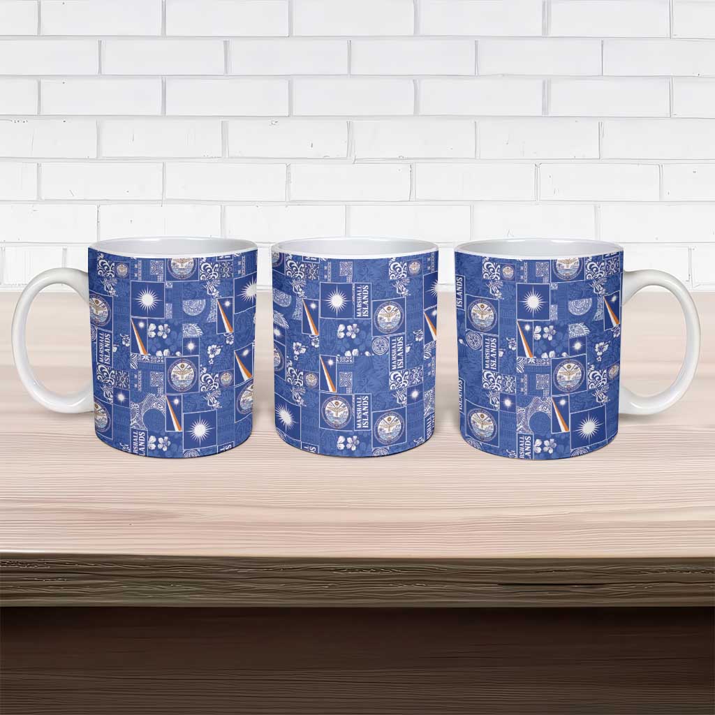 Marshall Islands Merry Christmas Ceramic Mug Pacific Patchwork Xmas Vibes - Polynesian Pride