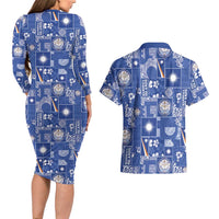 Marshall Islands Merry Christmas Couples Matching Long Sleeve Bodycon Dress and Hawaiian Shirt Pacific Patchwork Xmas Vibes - Polynesian Pride