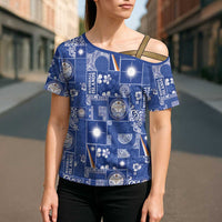 Marshall Islands Merry Christmas Cross Shoulder Shirt Pacific Patchwork Xmas Vibes - Polynesian Pride