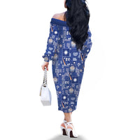 Marshall Islands Merry Christmas Family Matching Off The Shoulder Long Sleeve Dress and Hawaiian Shirt Pacific Patchwork Xmas Vibes - Polynesian Pride