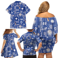 Marshall Islands Merry Christmas Family Matching Off Shoulder Short Dress and Hawaiian Shirt Pacific Patchwork Xmas Vibes - Polynesian Pride