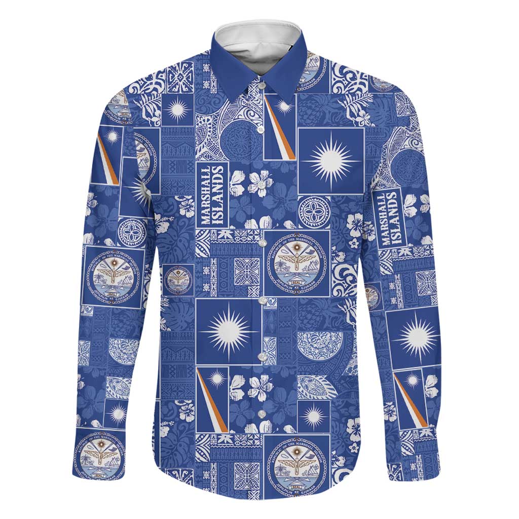 Marshall Islands Merry Christmas Family Matching Off Shoulder Short Dress and Hawaiian Shirt Pacific Patchwork Xmas Vibes - Polynesian Pride