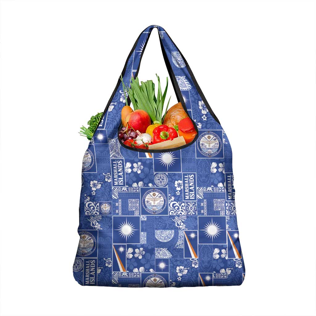 Marshall Islands Merry Christmas Grocery Bag Pacific Patchwork Xmas Vibes - Polynesian Pride