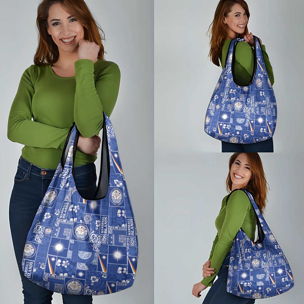 Marshall Islands Merry Christmas Grocery Bag Pacific Patchwork Xmas Vibes - Polynesian Pride