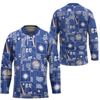 Marshall Islands Merry Christmas Hockey Jersey Pacific Patchwork Xmas Vibes - Polynesian Pride