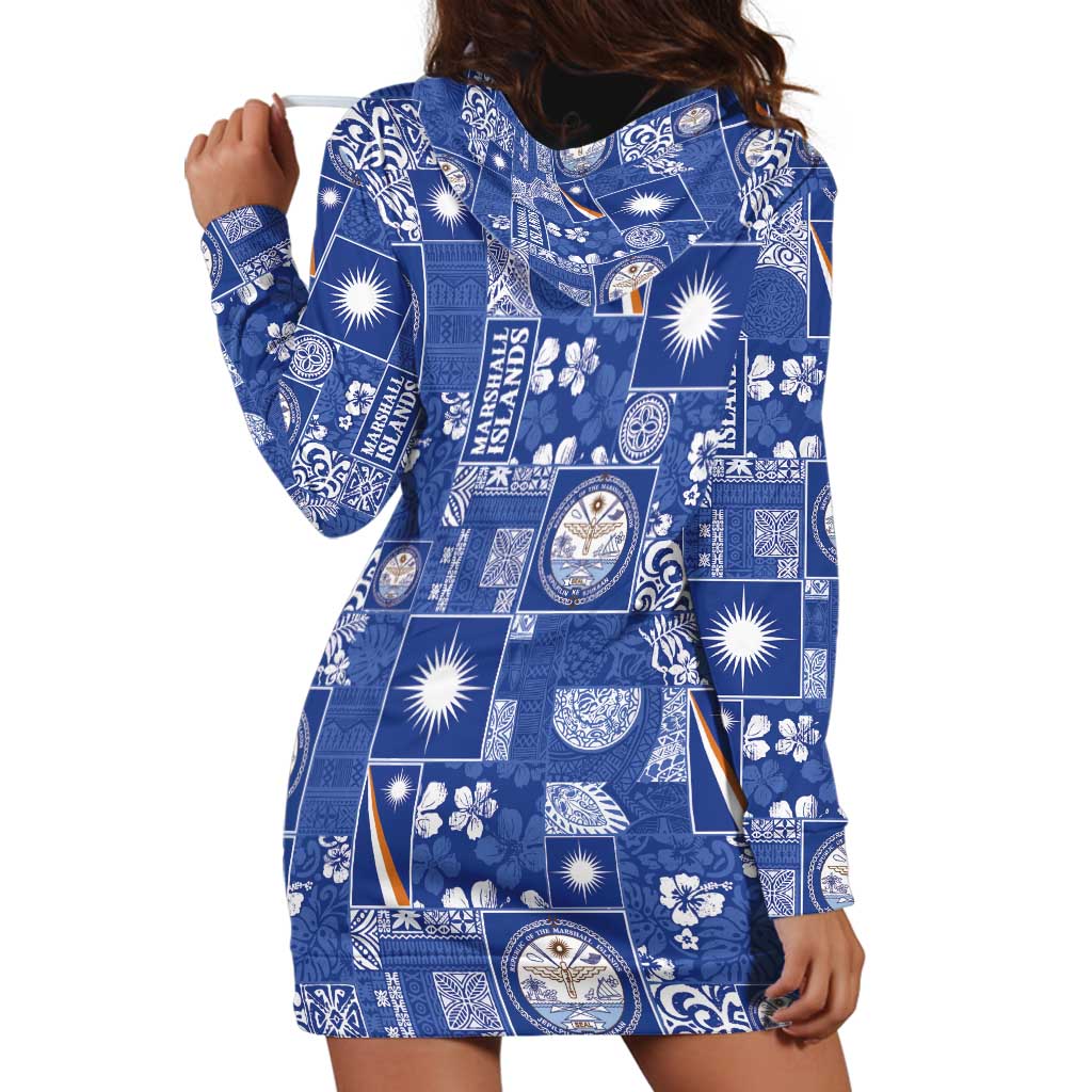 Marshall Islands Merry Christmas Hoodie Dress Pacific Patchwork Xmas Vibes - Polynesian Pride