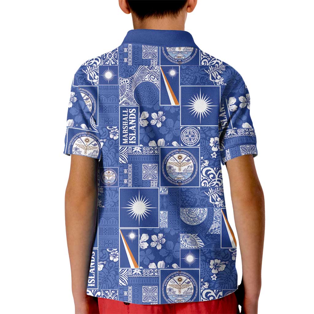 Marshall Islands Merry Christmas Kid Polo Shirt Pacific Patchwork Xmas Vibes - Polynesian Pride