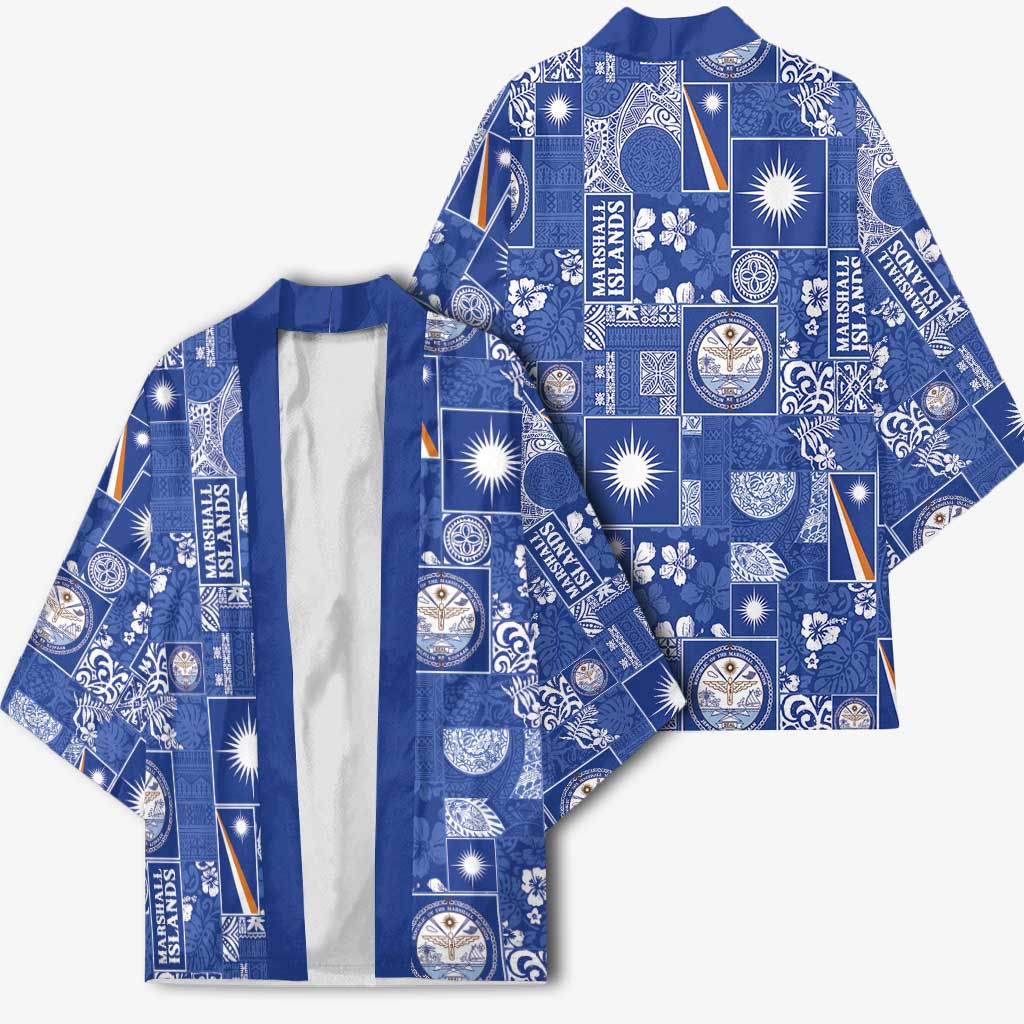 Marshall Islands Merry Christmas Kimono Pacific Patchwork Xmas Vibes - Polynesian Pride