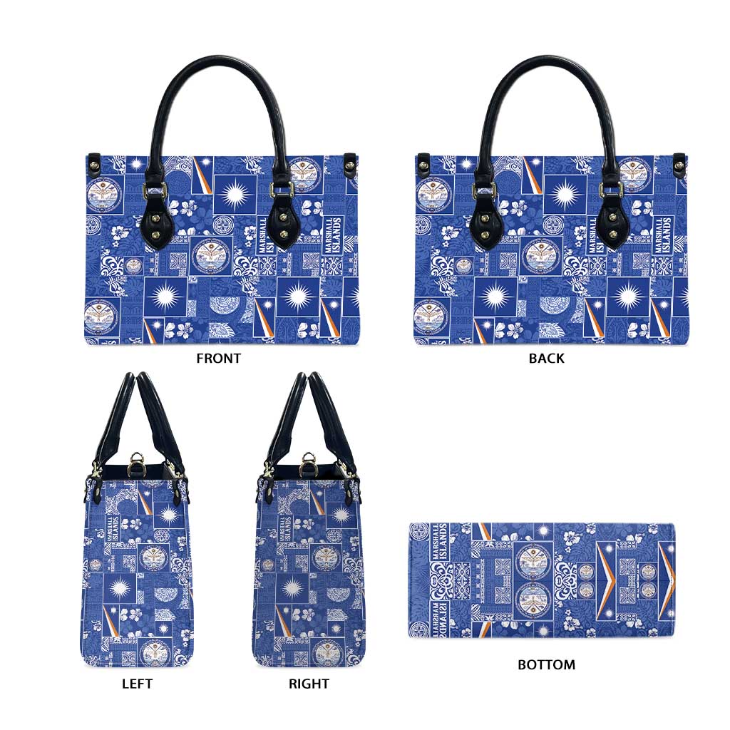 Marshall Islands Merry Christmas Leather Bag Pacific Patchwork Xmas Vibes - Polynesian Pride