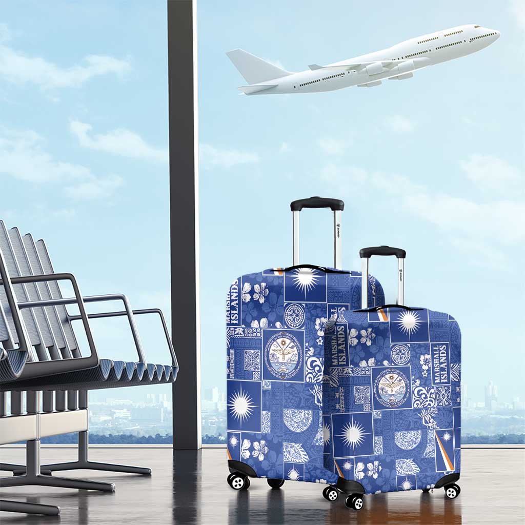 Marshall Islands Merry Christmas Luggage Cover Pacific Patchwork Xmas Vibes - Polynesian Pride