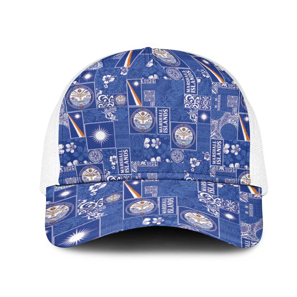 Marshall Islands Merry Christmas Mesh Trucker Cap Pacific Patchwork Xmas Vibes - Polynesian Pride