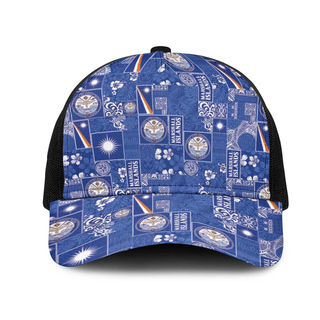 Marshall Islands Merry Christmas Mesh Trucker Cap Pacific Patchwork Xmas Vibes - Polynesian Pride