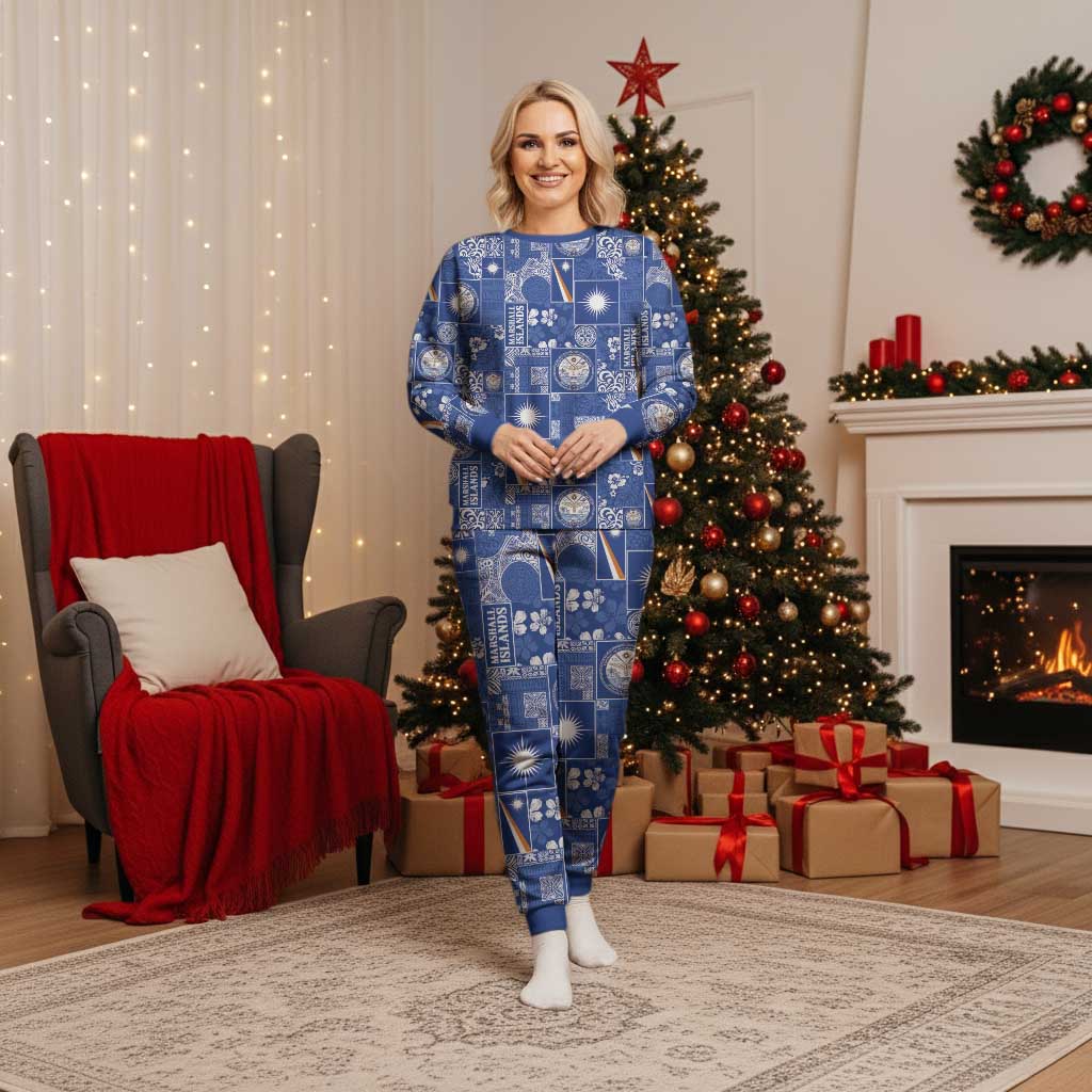 Marshall Islands Merry Christmas Pajama Set Pacific Patchwork Xmas Vibes - Polynesian Pride
