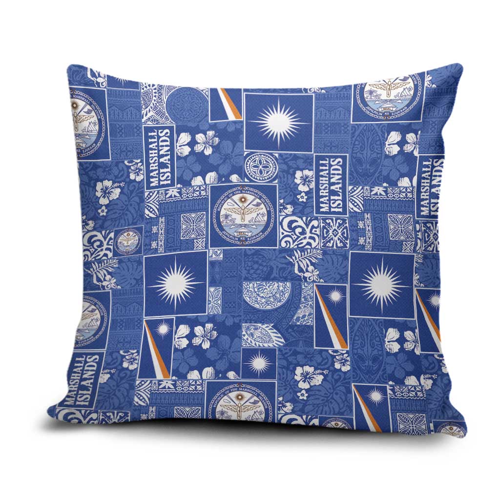 Marshall Islands Merry Christmas Pillow Cover Pacific Patchwork Xmas Vibes LT9 Blue - Polynesian Pride