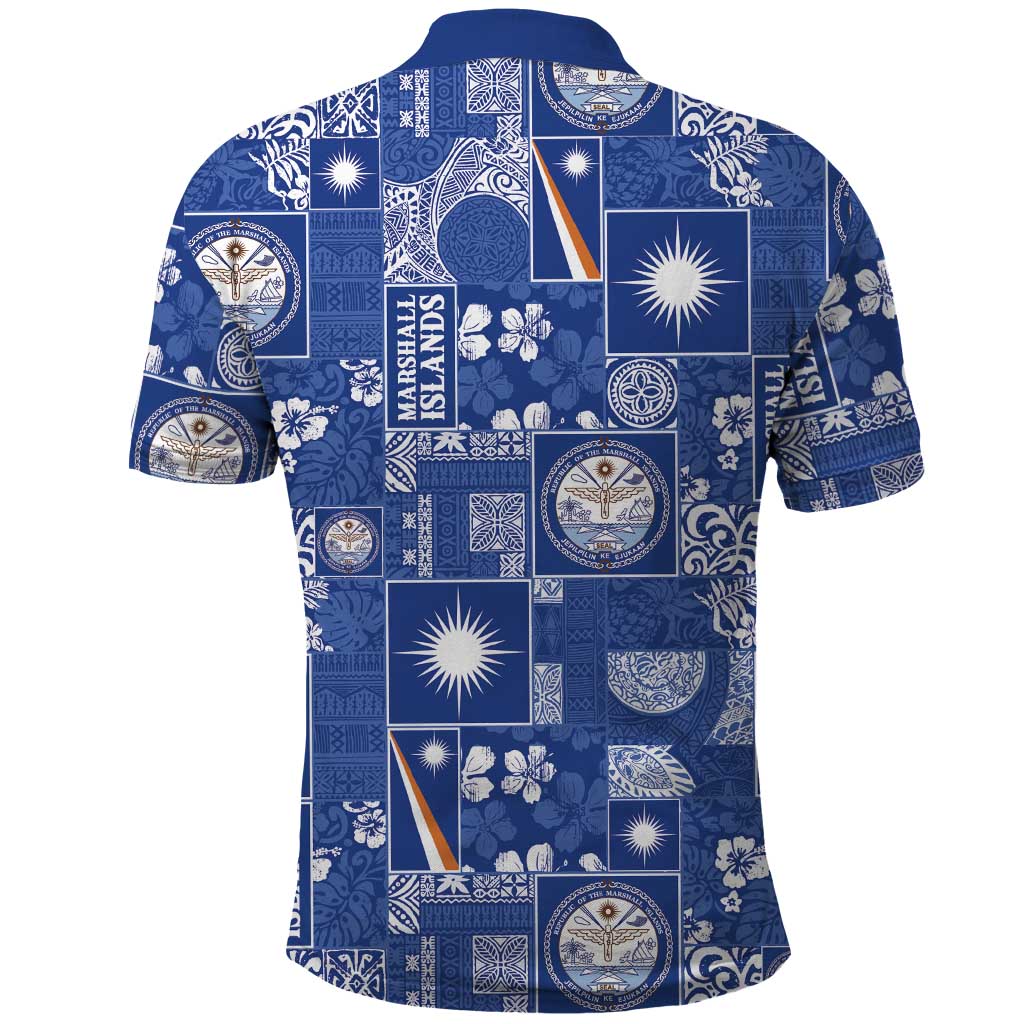 Marshall Islands Merry Christmas Polo Shirt Pacific Patchwork Xmas Vibes - Polynesian Pride