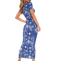 Marshall Islands Merry Christmas Short Sleeve Bodycon Dress Pacific Patchwork Xmas Vibes - Polynesian Pride