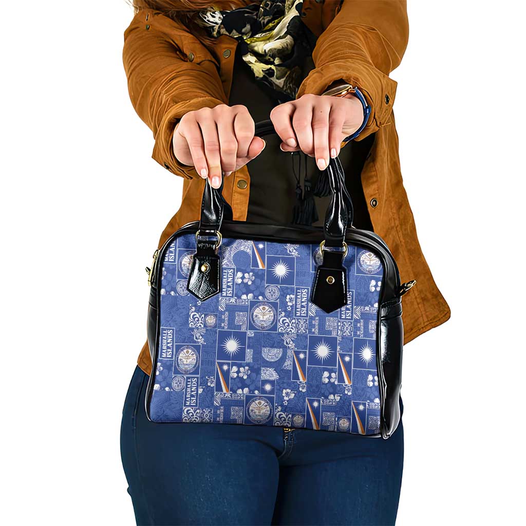 Marshall Islands Merry Christmas Shoulder Handbag Pacific Patchwork Xmas Vibes - Polynesian Pride