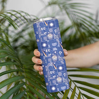 Marshall Islands Merry Christmas Skinny Tumbler Pacific Patchwork Xmas Vibes - Polynesian Pride