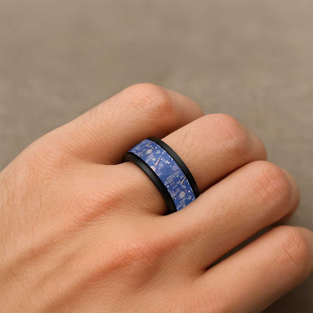 Marshall Islands Merry Christmas Spinner Ring Pacific Patchwork Xmas Vibes - Polynesian Pride