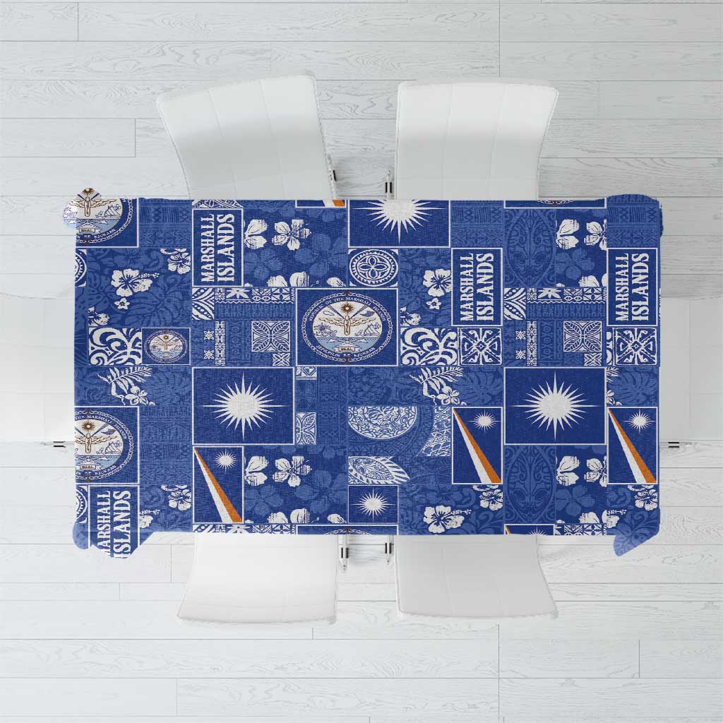 Marshall Islands Merry Christmas Tablecloth Pacific Patchwork Xmas Vibes LT9 Blue - Polynesian Pride