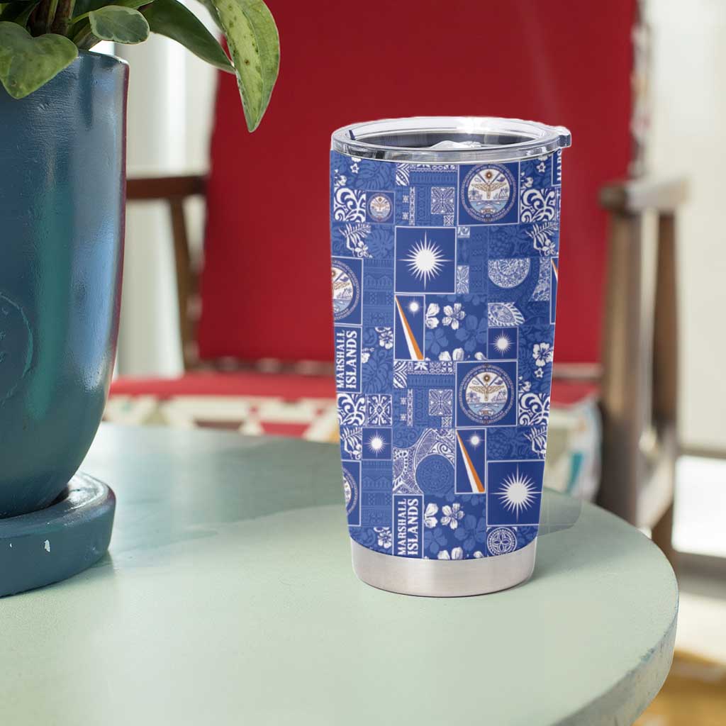 Marshall Islands Merry Christmas Tumbler Cup Pacific Patchwork Xmas Vibes - Polynesian Pride