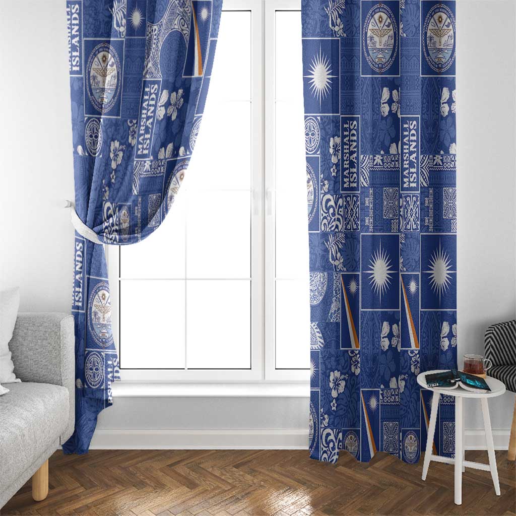 Marshall Islands Merry Christmas Window Curtain Pacific Patchwork Xmas Vibes - Polynesian Pride