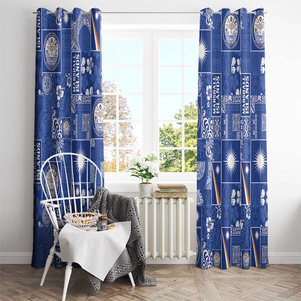 Marshall Islands Merry Christmas Window Curtain Pacific Patchwork Xmas Vibes - Polynesian Pride