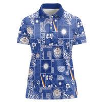 Marshall Islands Merry Christmas Women Polo Shirt Pacific Patchwork Xmas Vibes - Polynesian Pride