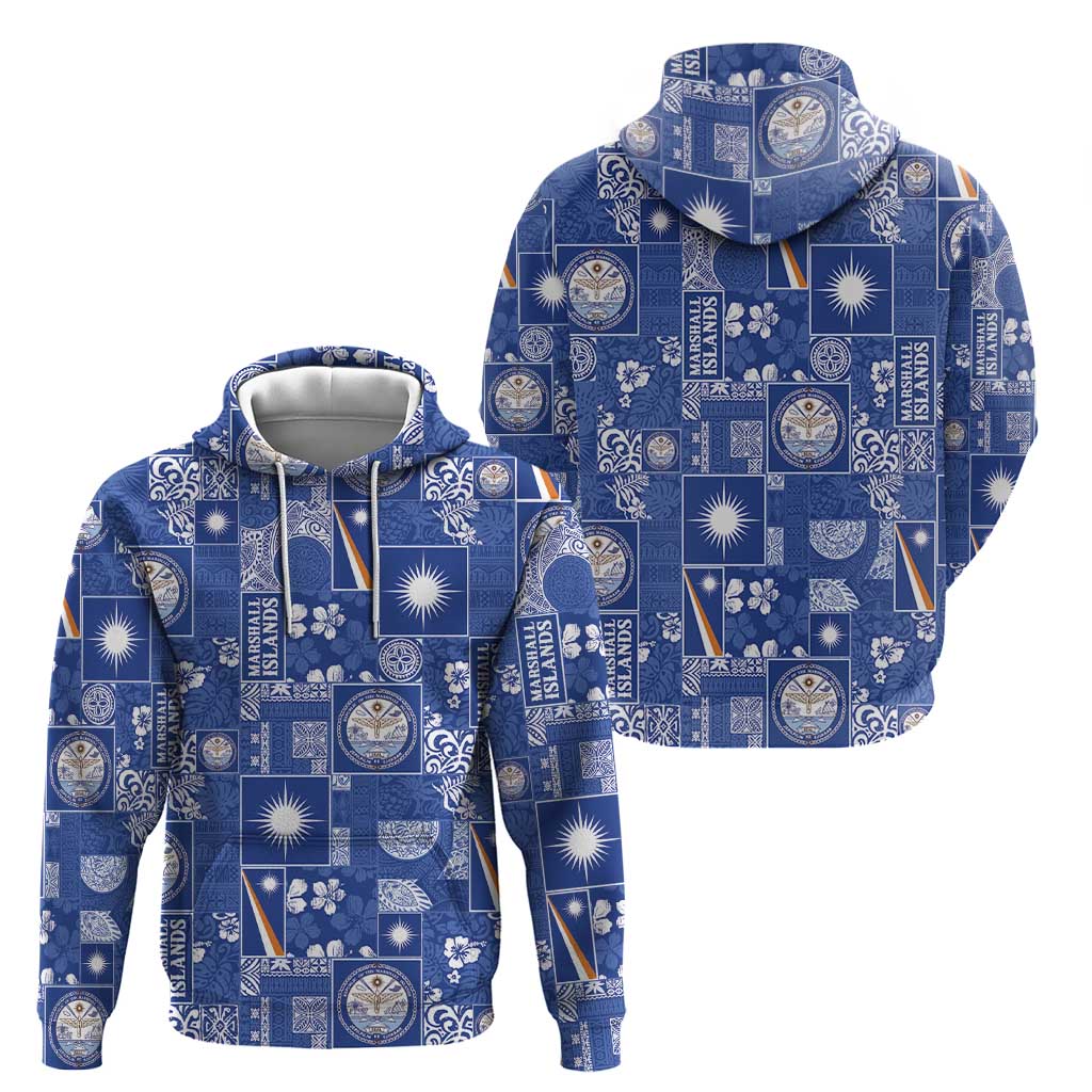 Marshall Islands Merry Christmas Zip Hoodie Pacific Patchwork Xmas Vibes - Polynesian Pride