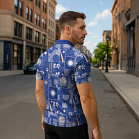 Marshall Islands Merry Christmas Zipper Polo Shirt Pacific Patchwork Xmas Vibes - Polynesian Pride