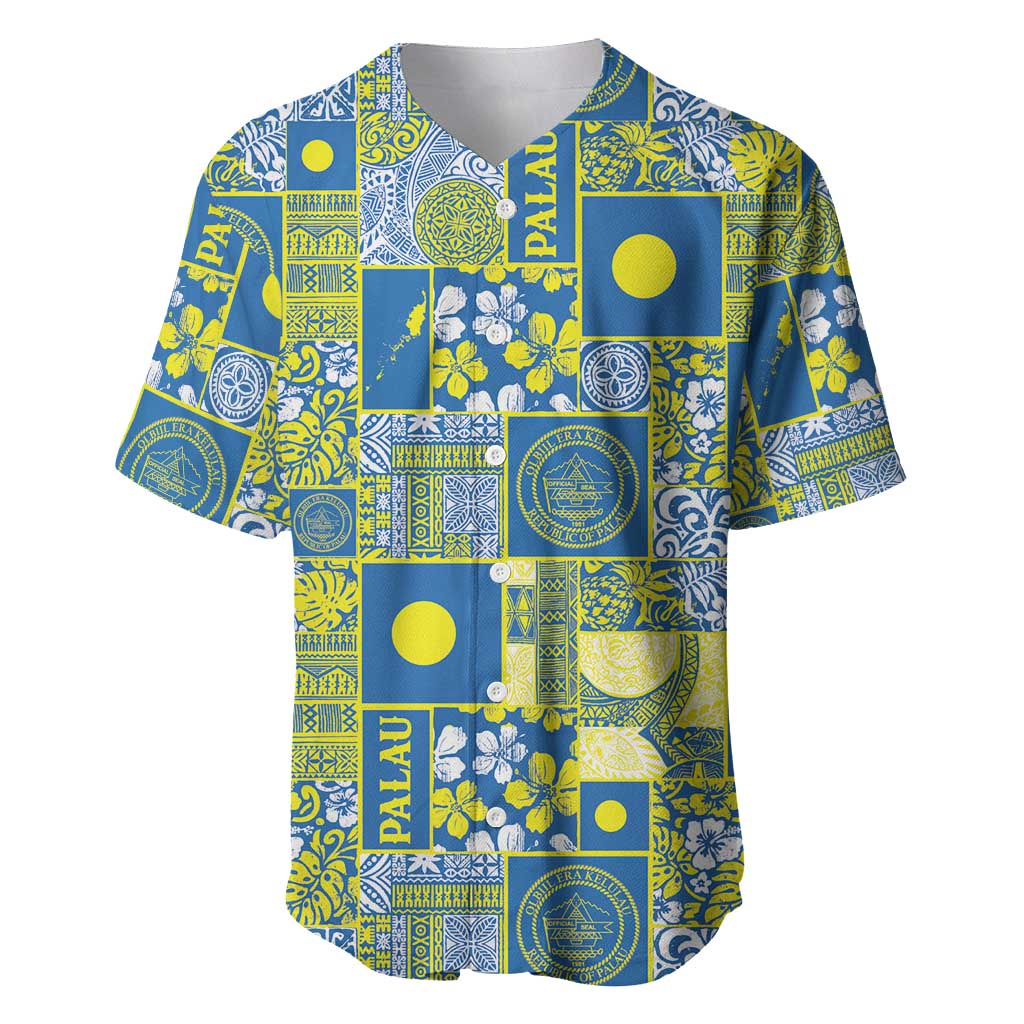 Palau Ungil Kurismas Baseball Jersey Pacific Patchwork Xmas Vibes - Polynesian Pride
