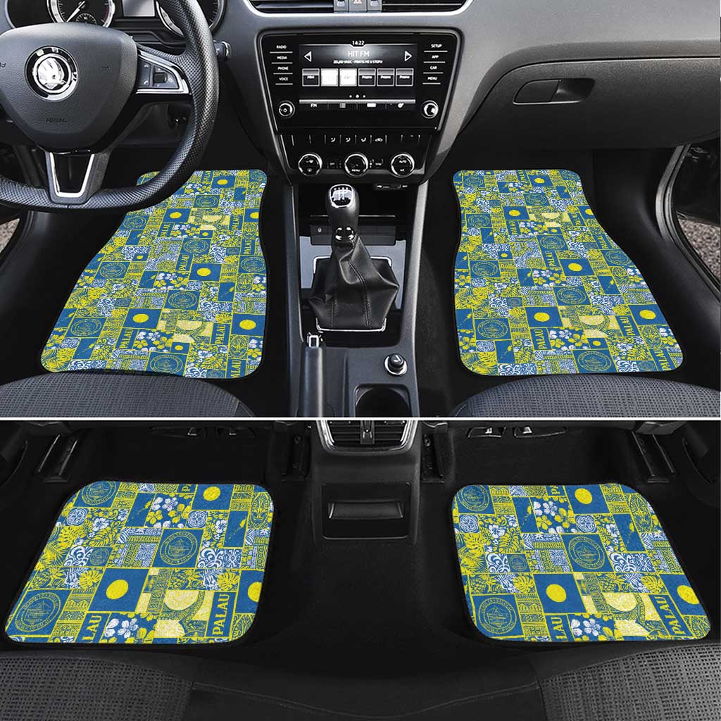 Palau Ungil Kurismas Car Mats Pacific Patchwork Xmas Vibes LT9 Set 4pcs Green - Polynesian Pride