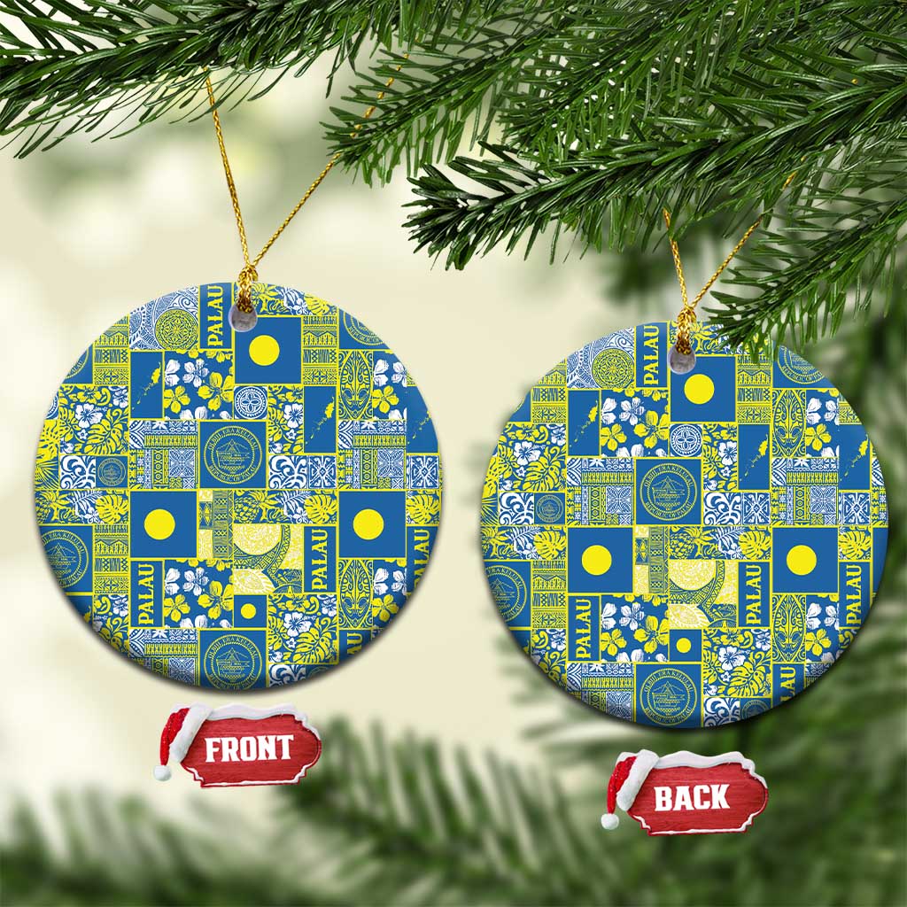 Palau Ungil Kurismas Ceramic Ornament Pacific Patchwork Xmas Vibes - Polynesian Pride