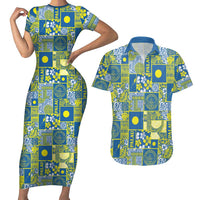 Palau Ungil Kurismas Couples Matching Short Sleeve Bodycon Dress and Hawaiian Shirt Pacific Patchwork Xmas Vibes - Polynesian Pride