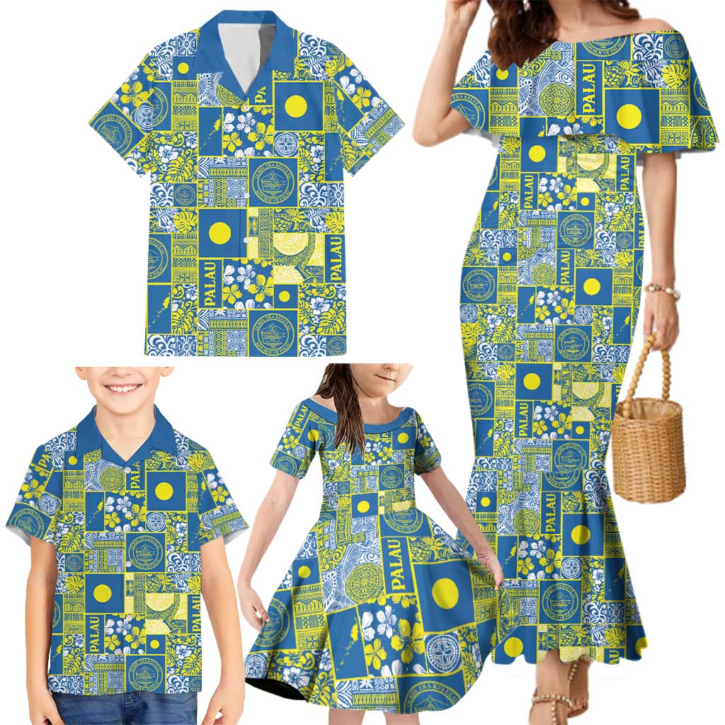 Palau Ungil Kurismas Family Matching Mermaid Dress and Hawaiian Shirt Pacific Patchwork Xmas Vibes - Polynesian Pride