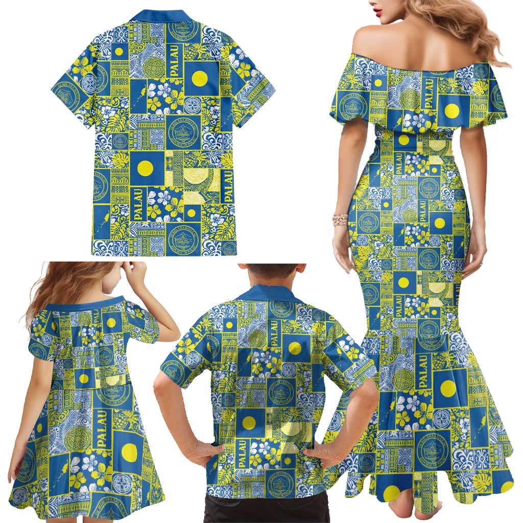 Palau Ungil Kurismas Family Matching Mermaid Dress and Hawaiian Shirt Pacific Patchwork Xmas Vibes - Polynesian Pride