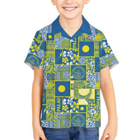 Palau Ungil Kurismas Family Matching Off Shoulder Maxi Dress and Hawaiian Shirt Pacific Patchwork Xmas Vibes - Polynesian Pride
