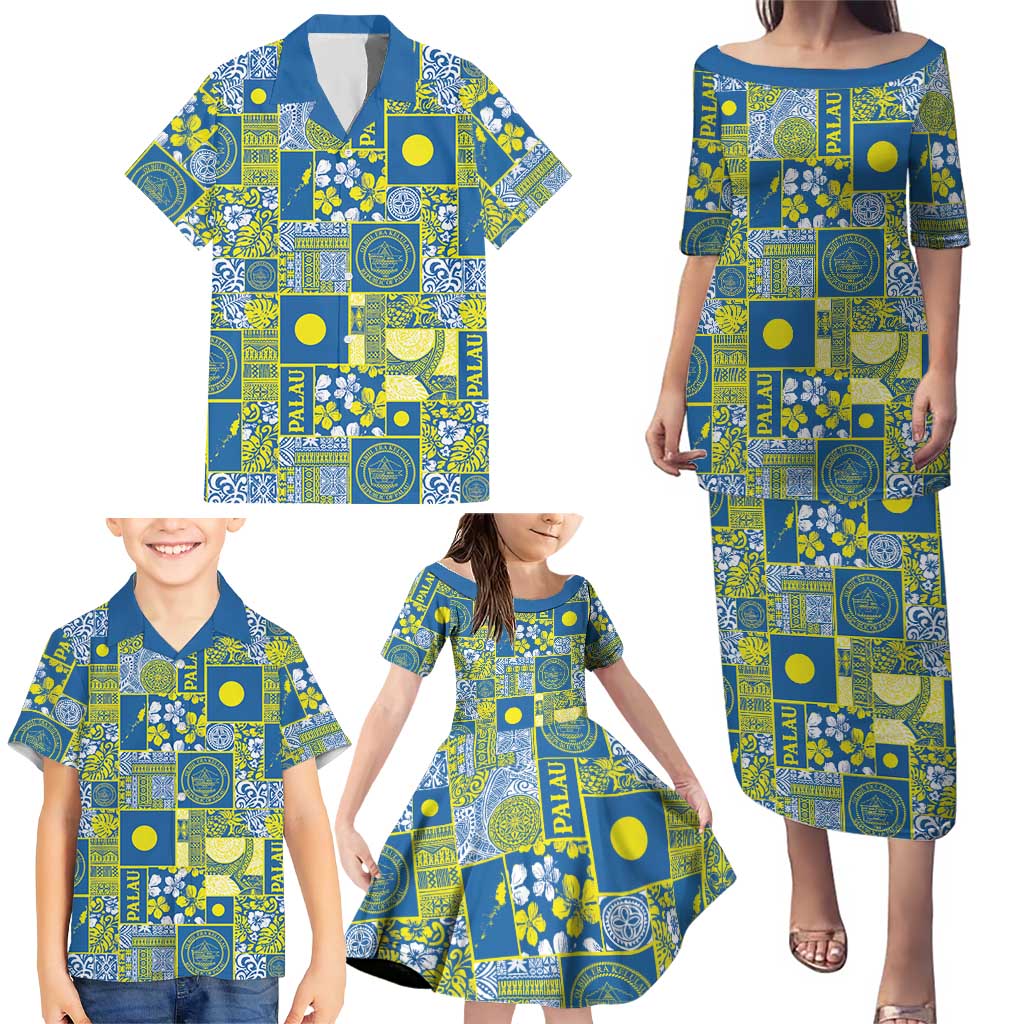 Palau Ungil Kurismas Family Matching Puletasi and Hawaiian Shirt Pacific Patchwork Xmas Vibes LT9 - Polynesian Pride