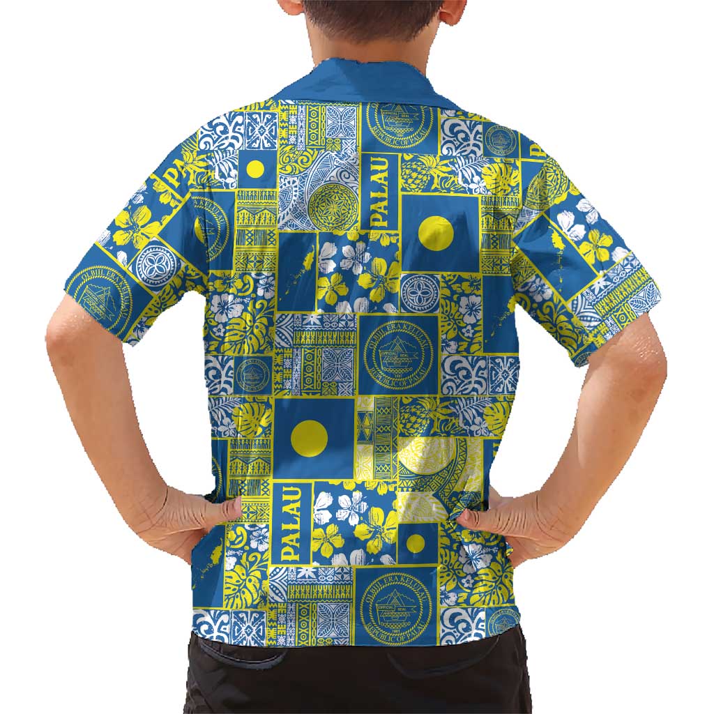 Palau Ungil Kurismas Family Matching Short Sleeve Bodycon Dress and Hawaiian Shirt Pacific Patchwork Xmas Vibes - Polynesian Pride