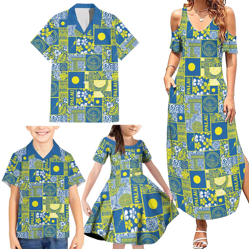 Palau Ungil Kurismas Family Matching Summer Maxi Dress and Hawaiian Shirt Pacific Patchwork Xmas Vibes - Polynesian Pride