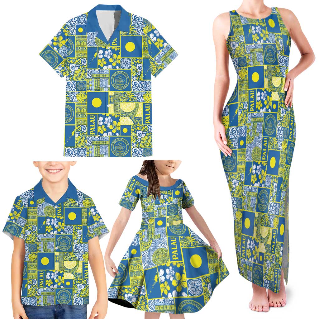 Palau Ungil Kurismas Family Matching Tank Maxi Dress and Hawaiian Shirt Pacific Patchwork Xmas Vibes LT9 - Polynesian Pride