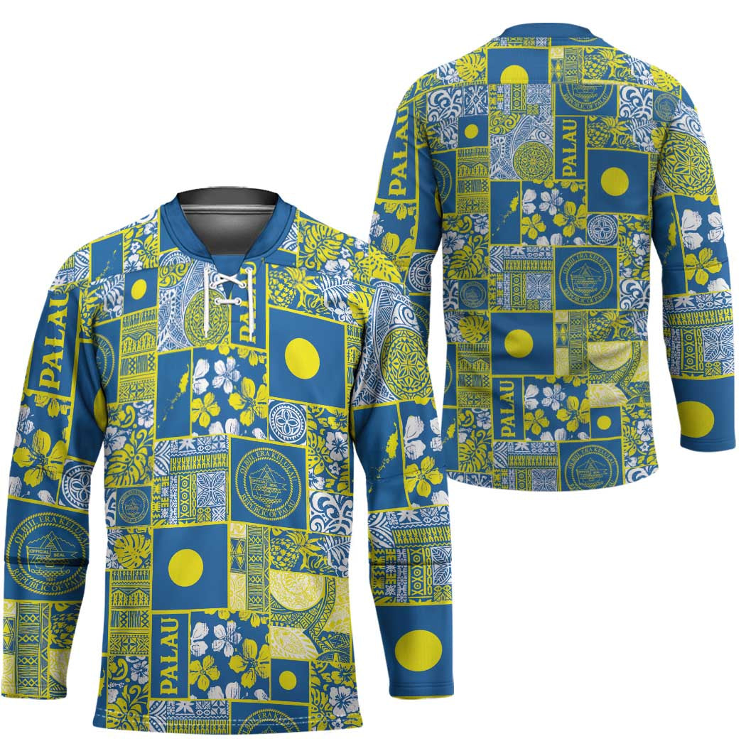 Palau Ungil Kurismas Hockey Jersey Pacific Patchwork Xmas Vibes - Polynesian Pride