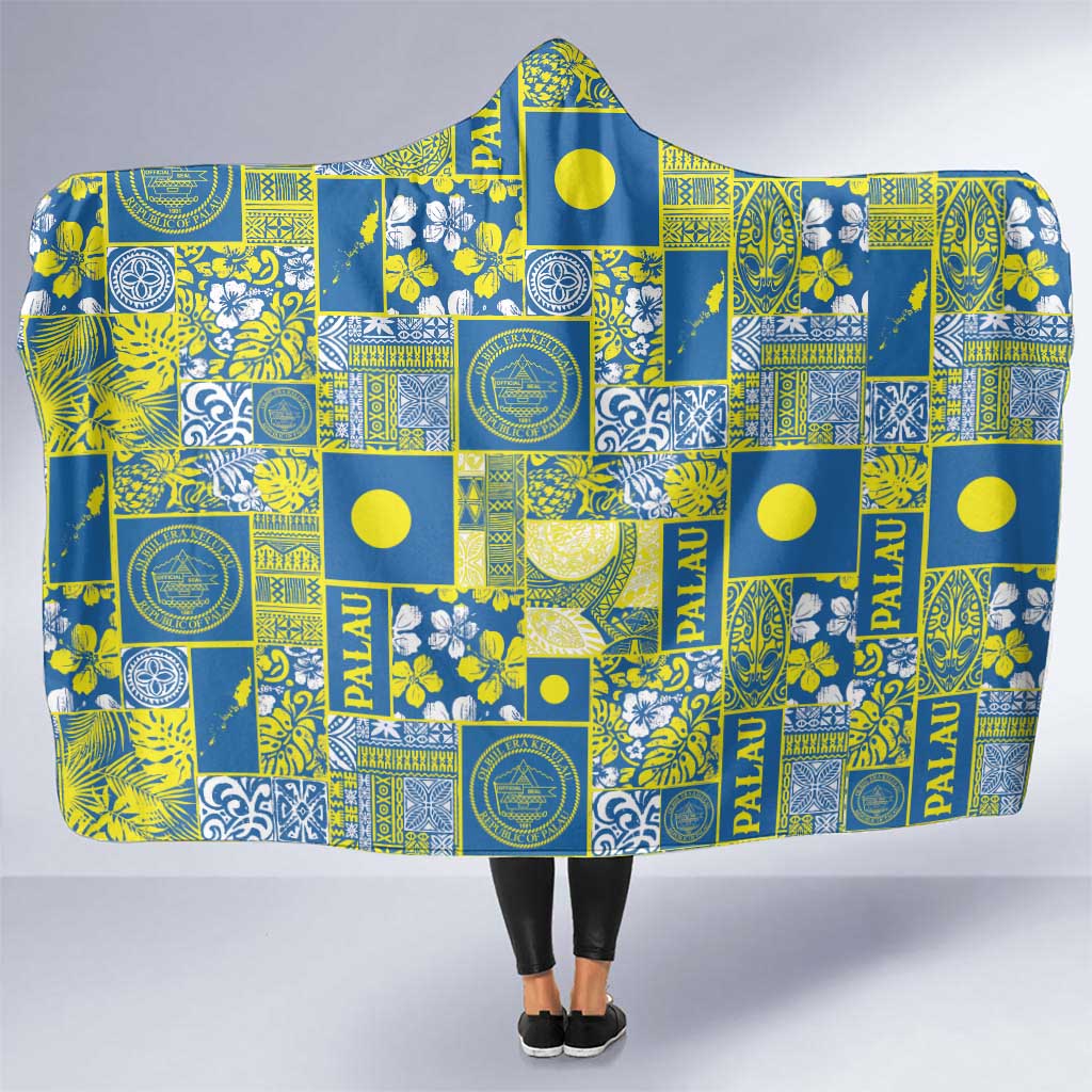 Palau Ungil Kurismas Hooded Blanket Pacific Patchwork Xmas Vibes LT9 One Size Green - Polynesian Pride