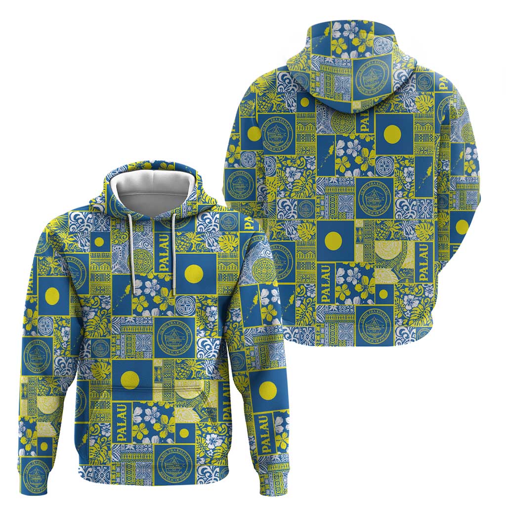 Palau Ungil Kurismas Hoodie Pacific Patchwork Xmas Vibes - Polynesian Pride