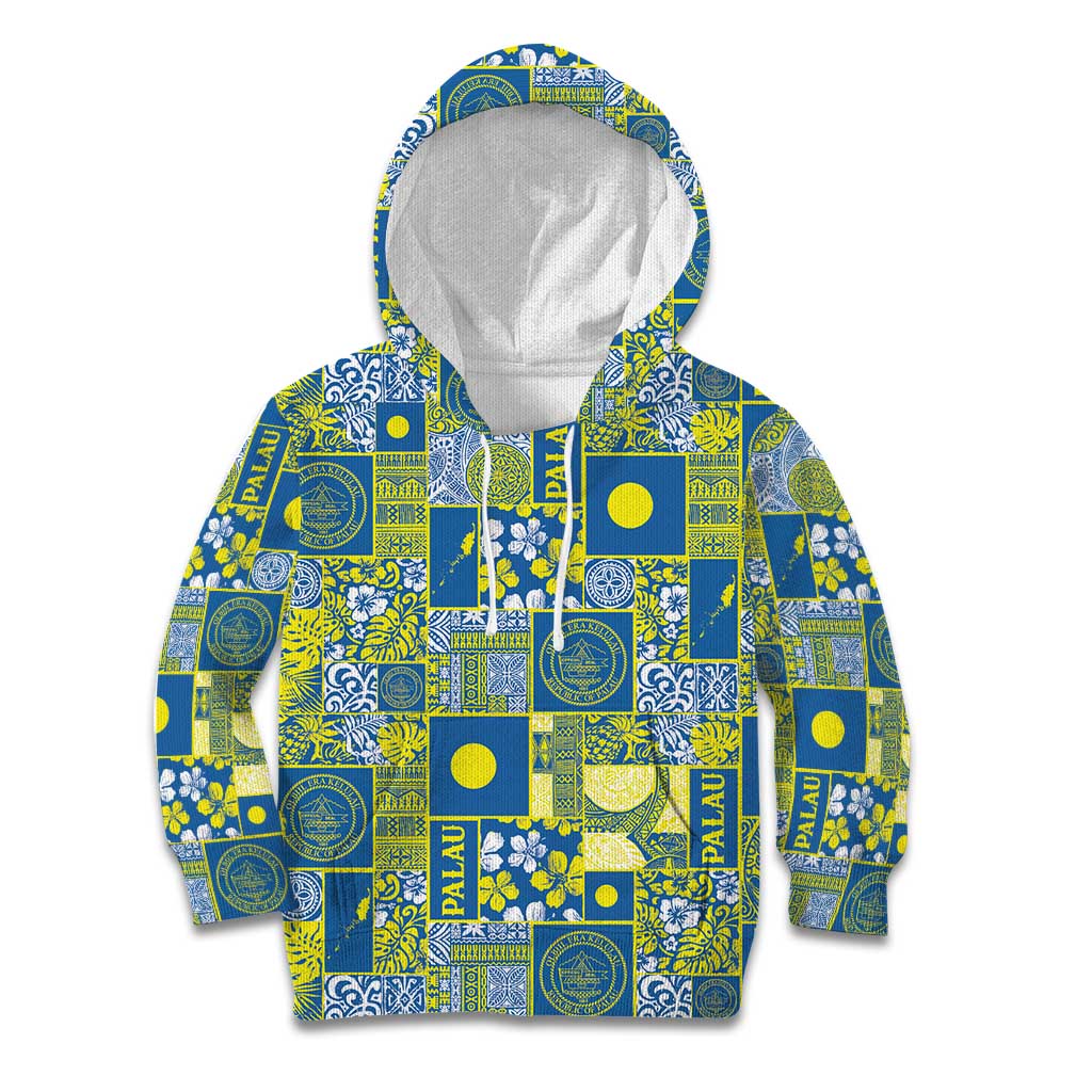 Palau Ungil Kurismas Kid Hoodie Pacific Patchwork Xmas Vibes LT9 Hoodie Green - Polynesian Pride