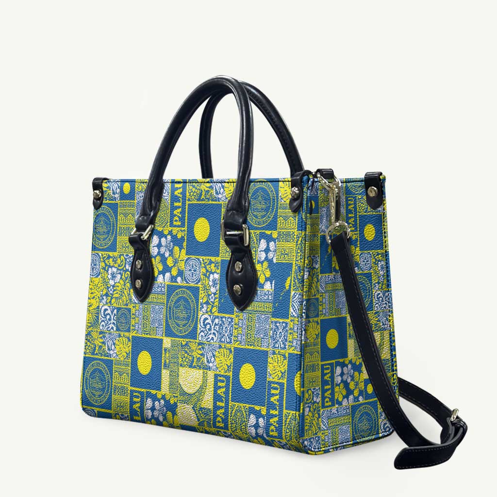 Palau Ungil Kurismas Leather Bag Pacific Patchwork Xmas Vibes - Polynesian Pride